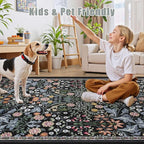 Area Rug Living Room Rugs: Floral 3x5 Washable Rug Vintage Soft Boho Non-Slip - Image 6