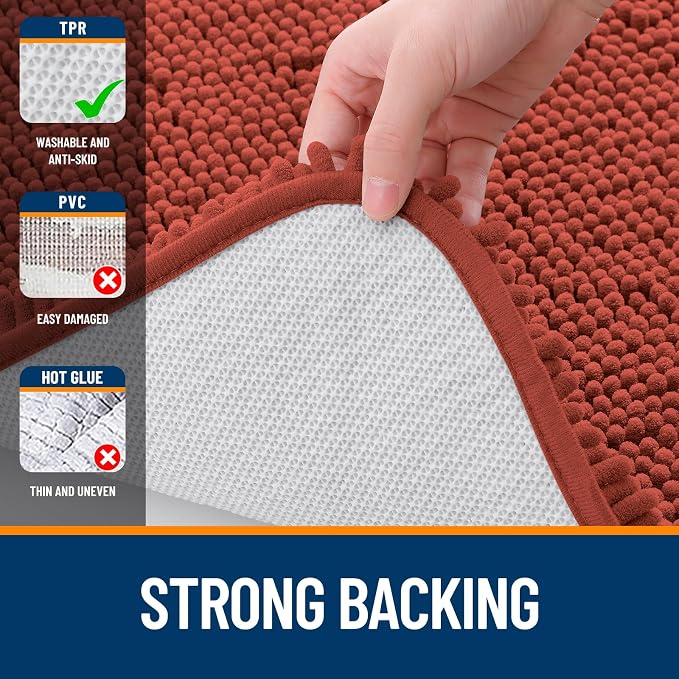 OLANLY Bathroom Runner Rugs 59x24, Soft Absorbent Chenille Bath Rugs, Rubber - Image 6