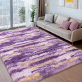 Shag Rugs for Living Room 5x7, Ultra Soft Abstract Purple Big Fuzzy Rugs for by Ailyei