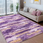 Shag Rugs for Living Room 5x7, Ultra Soft Abstract Purple Big Fuzzy Rugs for by Ailyei