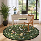 Unirea 4x4 Dark Green Cat Round Area Rugs, Washable Soft Non Slip Circle Rug - Image 8