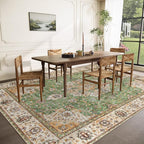 Area Rug 8x10 Washable Rug, Vintage Boho Medallion Rugs Non-Slip Soft Low Pile - Image 3