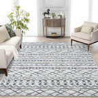 KUTA Area Rug 5x7 Grey, Washable Boho Large Living Room Moroccan Rugs Non-Slip by KUTA