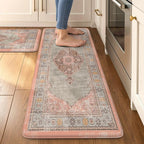 Collive Boho Kitchen Mats for Floor Cushioned, Anti Fatigue Waterproof Kitchen by Collive