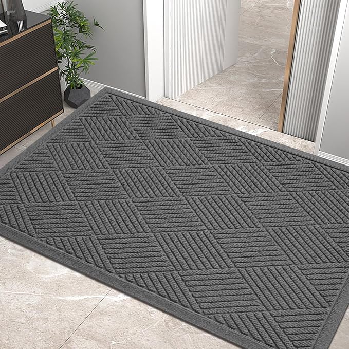 HIYARD Sturdy Front Door Mat, Absorbent Muddy Dirt Resist Welcome Door Mats by HIYARD