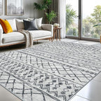 KUTA Moroccan 8x10 Rugs for Living Room Grey, Washable Boho Area Rug Non-Slip by KUTA