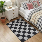 GarveeHome Checkered Dark 2x3 Washbale Rug Door Mat Geometric Diamond Dot - Image 2