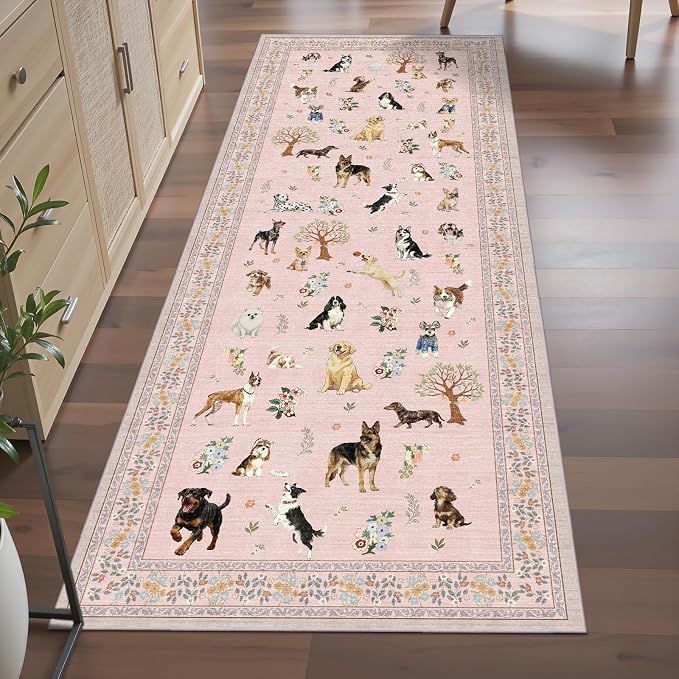 Pink Rug Runner for Hallways Kitchen Rug 2x6, Non Slip Washable Rugs by WelcometoBabovid