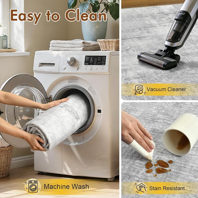 4x6 Ft Area Rugs for Living Room, Soft Non-Slip Washable Rugs Modern Abstract - Image 8