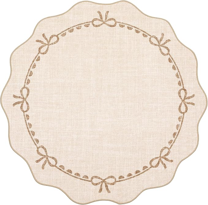 GarveeHome Scalloped Bow Rug for Living Room, 6ft Round Rugs Washable Solid - Image 4