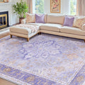 RELEANY Area Rugs 7'x10' Washable Non-Slip, Floral Vintage Distress Medallion by RELEANY