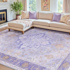 RELEANY Area Rugs 8'x10' Washable Non-Slip, Floral Vintage Distress Medallion by RELEANY