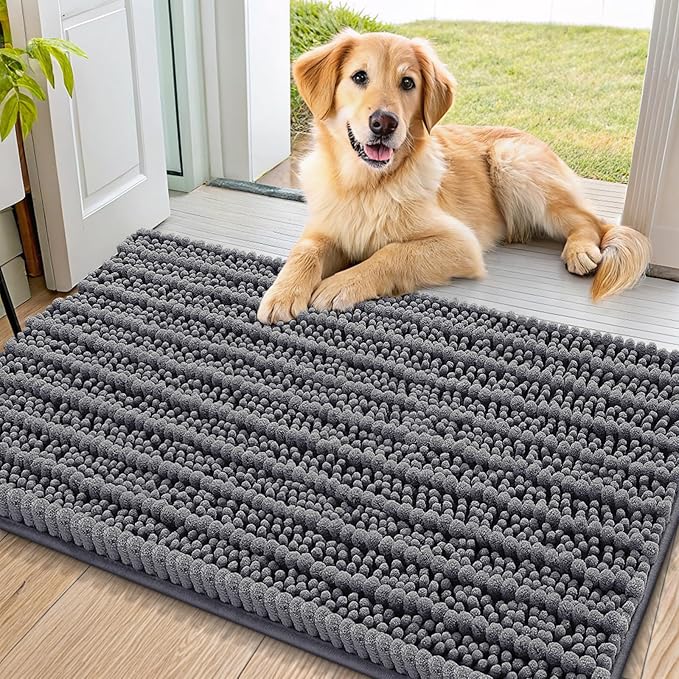 Smiry Dog Door Mat for Muddy Paws 36x24, Absorbent Dirt Trapper, Non-Slip by Smiry
