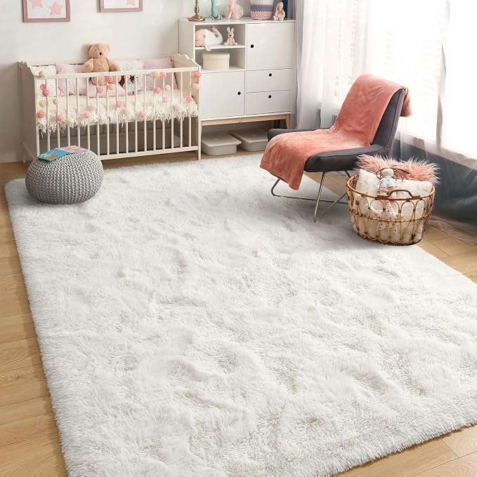 BENRON White Fluffy Rugs for Living Room 4x6, Soft Cream Area Rug for Kids - Image 4