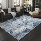Rugcomf 4x6 Rug Washable Boho Soft Area Rug Abstract Pattern Non-Slip Faux Wool - Image 8