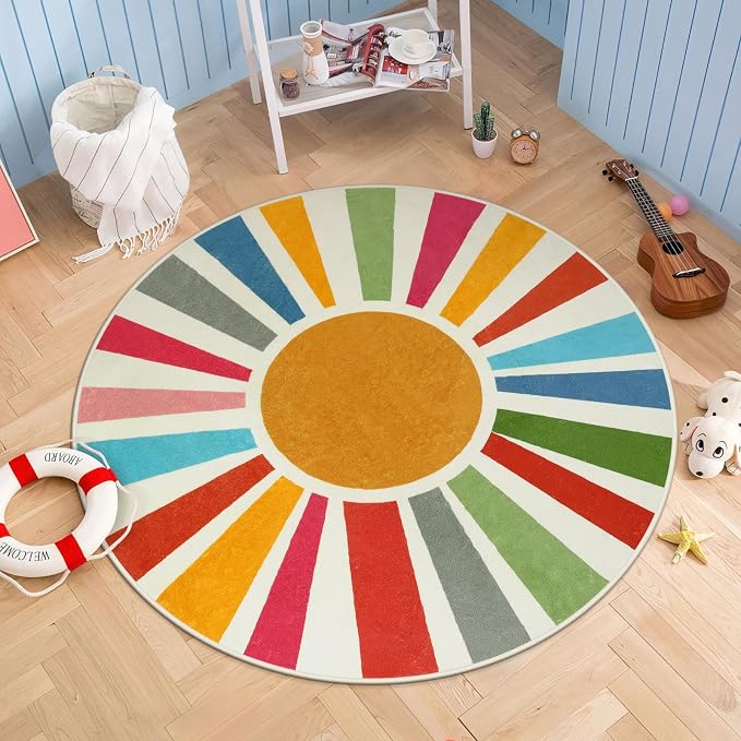 STARUIA Small Round Rug 4 Ft Washable Round Rug by STARUIA