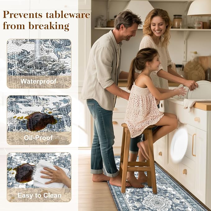 Boho Kitchen Mats for Floor 2 Piece Set Anti Fatigue Cushioned PVC Kitchen Rugs - Image 5
