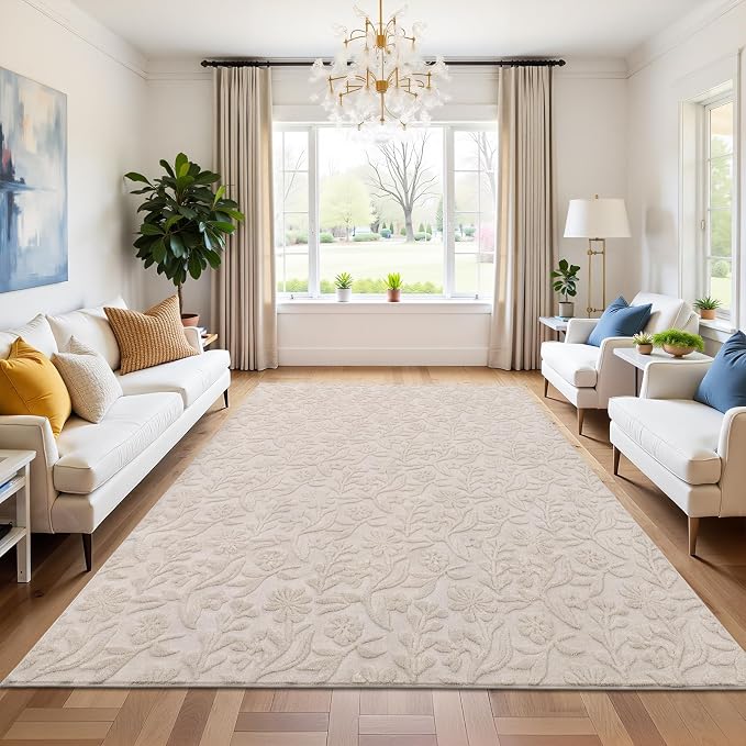Vaukki 5x7 Area Rug for Living Room, Soft Fluffy Washable Modern Floral Indoor - Image 8