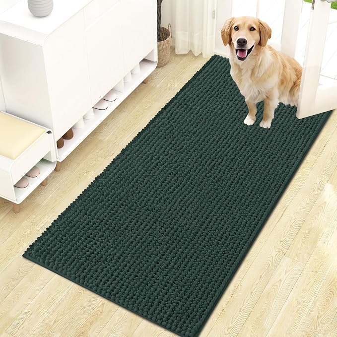 OLANLY Dog Door Mat for Muddy Paws 47x24, Ultra Absorbent Chenille Mud Doormat by OLANLY