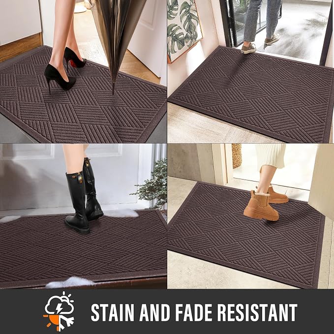 HIYARD Sturdy Front Door Mat, Absorbent Muddy Dirt Resist Welcome Door Mats - Image 5