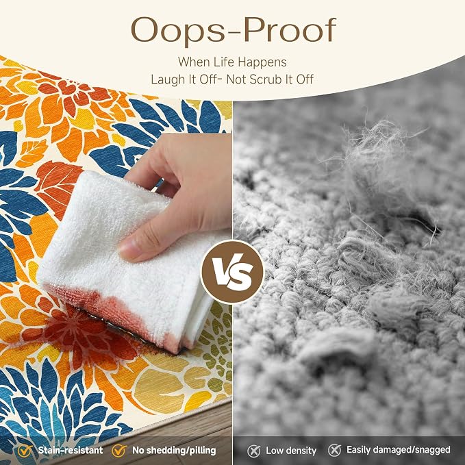 HUGEAR Floral Textured Weave Indoor Outdoor Area Rug 8X10 Washable High Traffic - Image 4