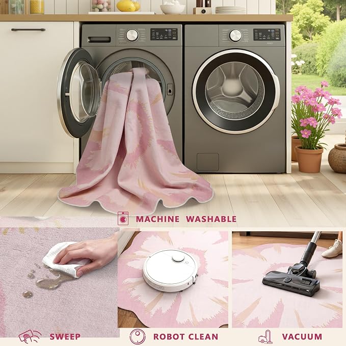 Latte&Fog Pink 6ft Round Area Rug - Image 8
