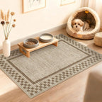 Small Area Rug 2x3 Modern Checkered Entry Rug Solid Color Scalloped Kitchen - Image 3