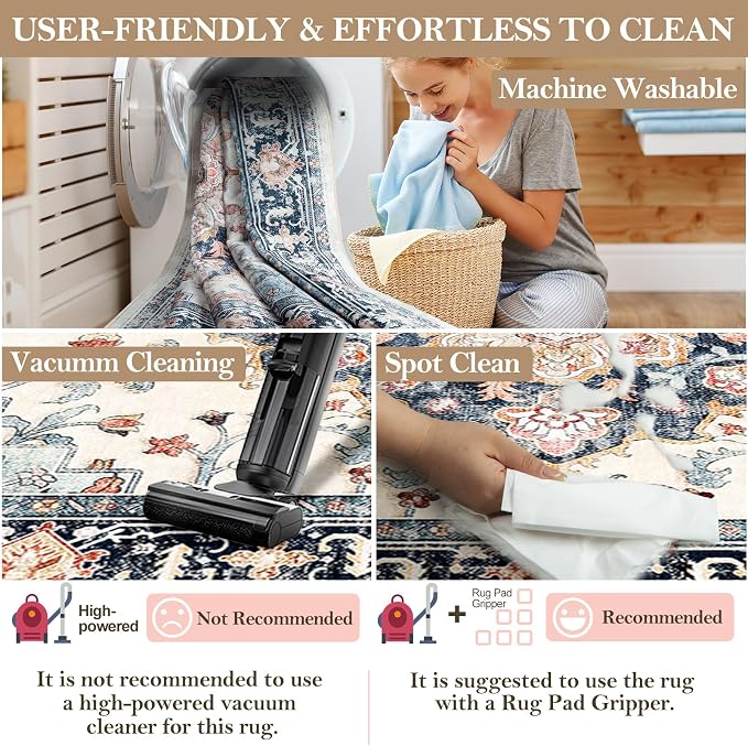 CAPALOCA Machine Washable Rugs Nursery Rug 6x9 Cute Girl Non Slip Low Pile - Image 5