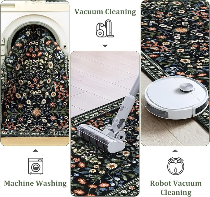 Yamaziot Washable Runner Rug 2x8 – Boho Non Slip Floral Hallway Runner Rug - Image 5
