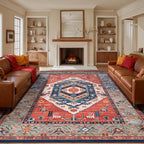 SERISSA Washable Rugs 9x12 Area Rugs, Large Non-Slip Boho Living Room Rust Rug - Image 8
