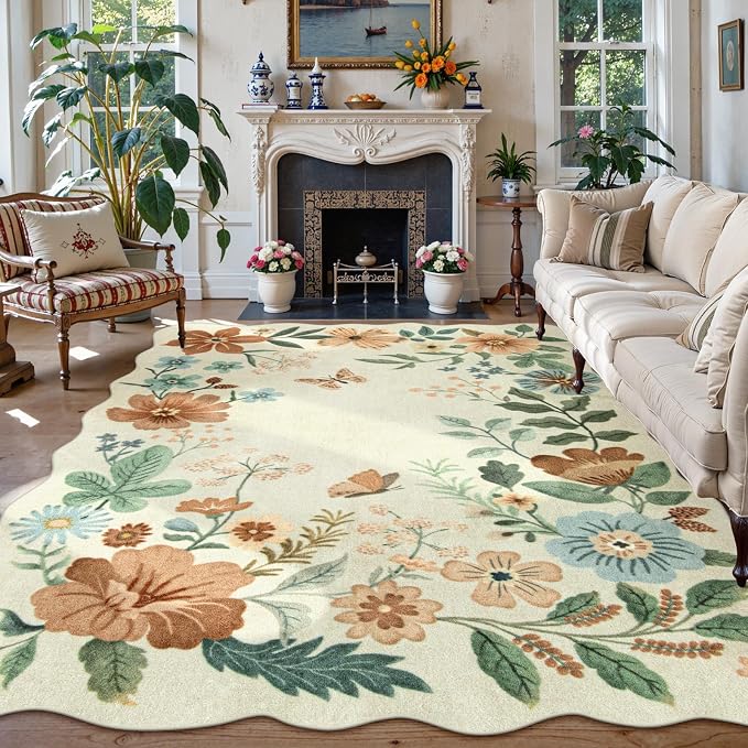 Lahome Floral 9x12 Area Rugs for Living Room Bedroom, Soft Washable Rugs 9x12 by Lahome