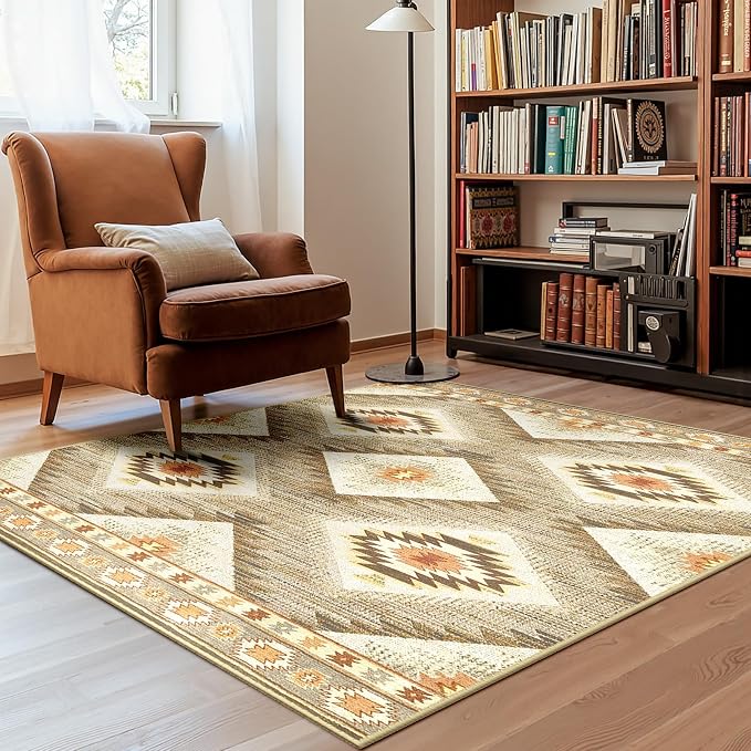 BESTSWEETIE Area Rug 6x6 Rug Machine Washable Non-Slip Low Pile Print Pattern - Image 8