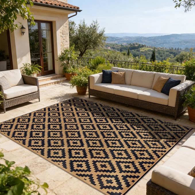SAND MINE Reversible Mats, Plastic Straw Rug, Modern Area Rug, Large Floor Mat - Image 5