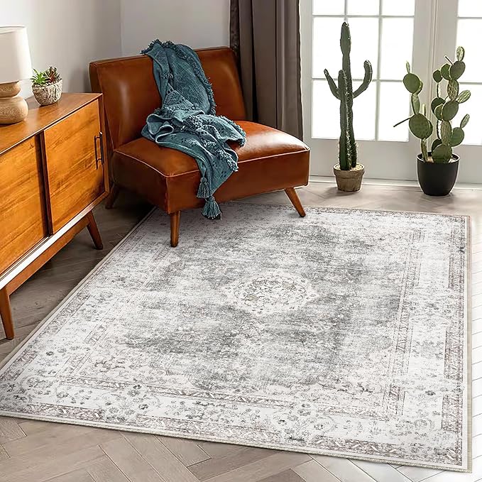 CHAMPLANT Washable Area Rug 3'x5' Vintage Traditional Floor Cover Foldable Thin by CHAMPLANT