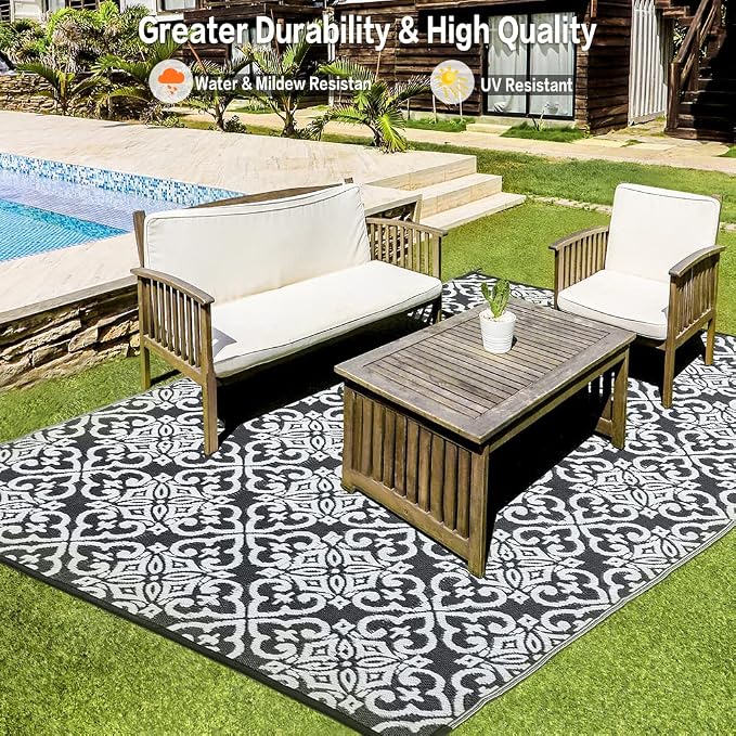 HUGEAR Outdoor Rug for Patios Clearance, Waterproof Mat, Large Outside Carpet - Image 5