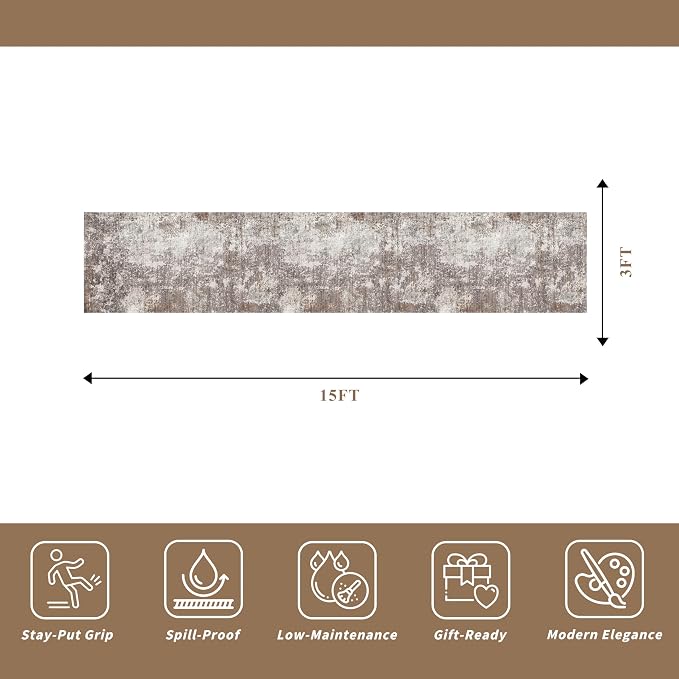 3x15 Ft Long Hallway Runner Rug – Non-Slip Washable Wide Kitchen Runner | - Image 2