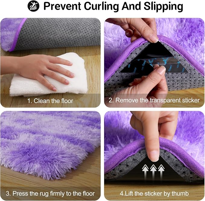 qulint 2x3 Rugs for Bedroom, Fluffy Purple Rug for Living Room Soft Shag Small - Image 3