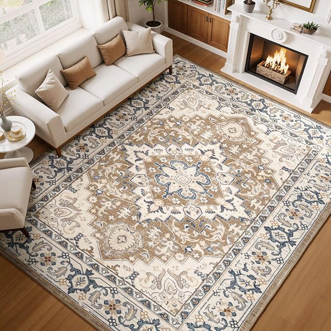 Lessymo Area Rugs 10 x 14 for Living Room, Machine Washable Area Rugs Boho Faux by Lessymo