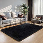 KICHOWUA 4x6 Black Fluffy Shag Rug - Image 9