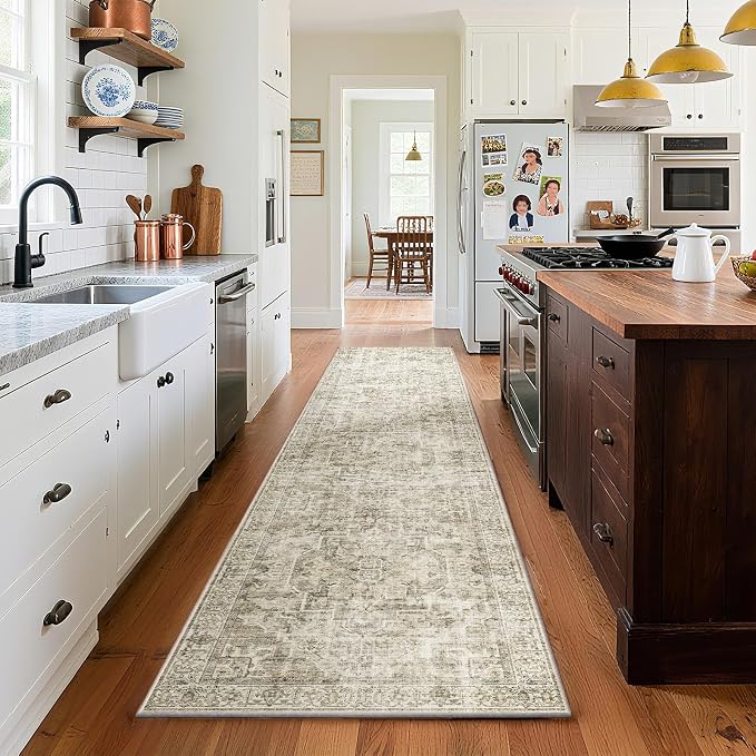 Machine Washable Kitchen Runner Rugs: 2'x10' Hallway Rug Non Slip Low Pile by palohom