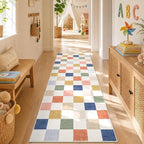 GarveeHome Checkered Colorful Rainbow 2x6 Washable Kitchen Runner Rug Geometric by GarveeHome