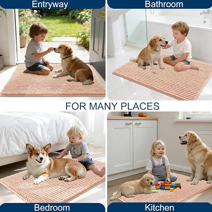 OLANLY Dog Door Mat for Muddy Paws 36x24, Ultra Absorbent Chenille Mud Doormat - Image 8