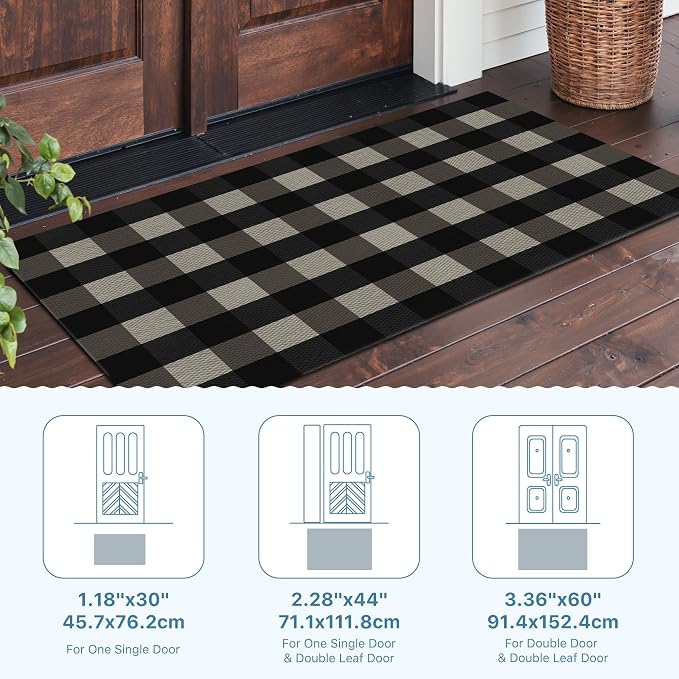GENIMO Christmas Door Mat 18X30 Inch Buffalo Plaid Christmas Decor Rug Outdoor - Image 5
