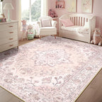 RELEANY Area Rugs 6'x9' Washable Non-Slip, Floral Vintage Distress Medallion - Image 2