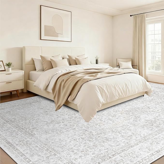 10x14 Area Rugs for Living Room: Washable Large Vintage Floral Rug Low Pile - Image 2