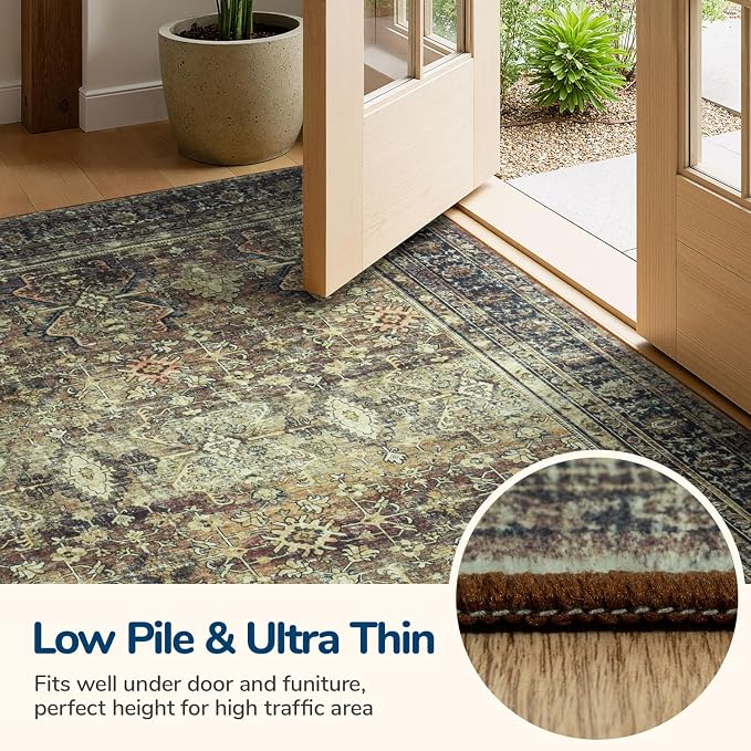 Lessymo Washable Area Rug for Living Room, 8x10 Dark Brow Large Rugs - Image 7