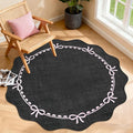 GarveeHome Scalloped Bow Rug for Living Room, 4ft Round Rugs Washable Solid Rug by GarveeHome