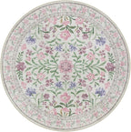 Wonnitar Floral Purple Round Area Rug 5ft, Soft Washable Kids Room Rug - Image 8