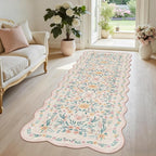 Scalloped Floral Runner Rug 2x6, Soft Cute Carpet Runner by Dadasgk