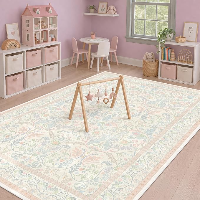 Pink and Blue Rugs for Bedroom Girls 5x8 by Evyhood